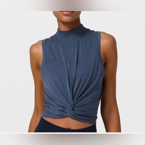 Lululemon Time to Restore Mock Tie Tank Size 2 Iron Blue Tie Wrap Like new